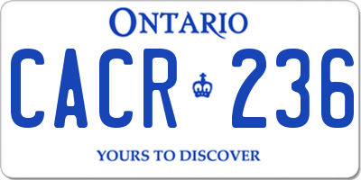 ON license plate CACR236