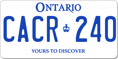 ON license plate CACR240