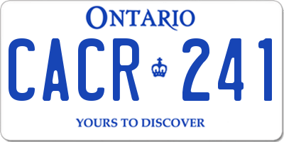 ON license plate CACR241