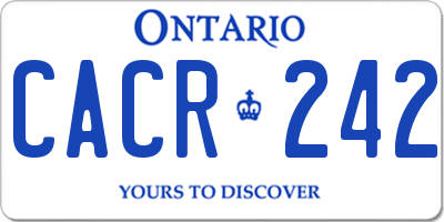 ON license plate CACR242