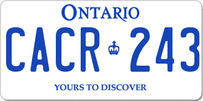 ON license plate CACR243