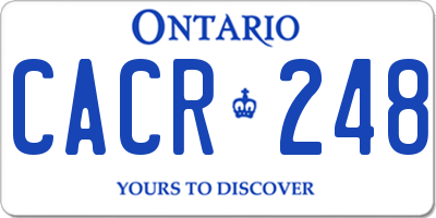 ON license plate CACR248