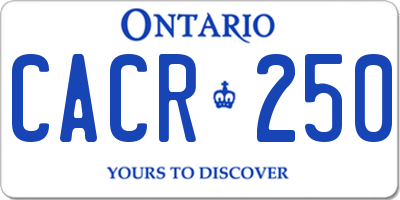 ON license plate CACR250