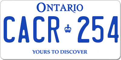 ON license plate CACR254