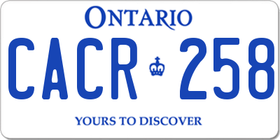 ON license plate CACR258