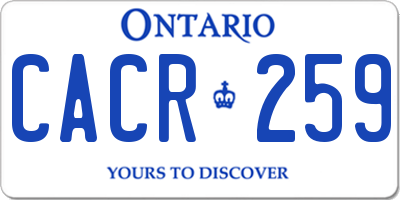 ON license plate CACR259