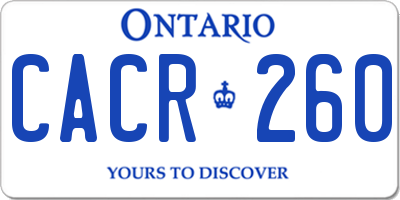 ON license plate CACR260