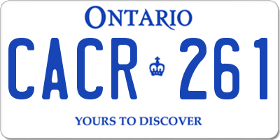 ON license plate CACR261