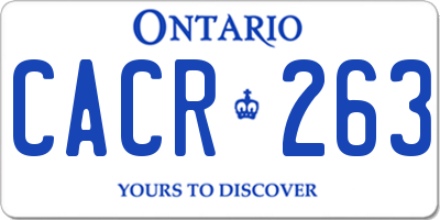 ON license plate CACR263