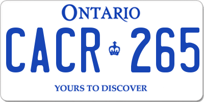 ON license plate CACR265