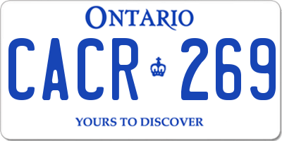 ON license plate CACR269