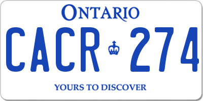 ON license plate CACR274