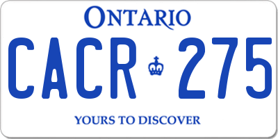 ON license plate CACR275