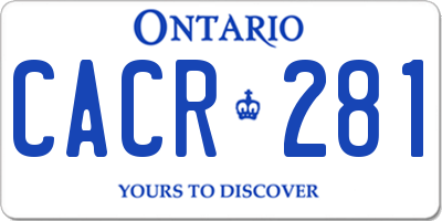 ON license plate CACR281