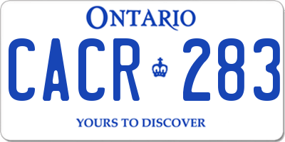 ON license plate CACR283