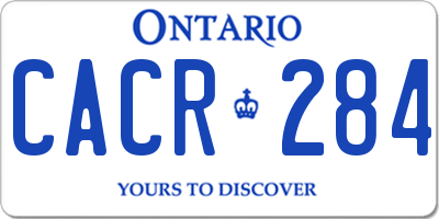 ON license plate CACR284