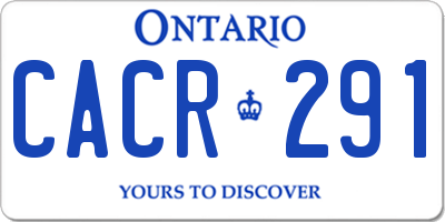 ON license plate CACR291