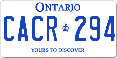 ON license plate CACR294