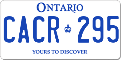 ON license plate CACR295