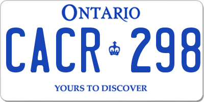 ON license plate CACR298