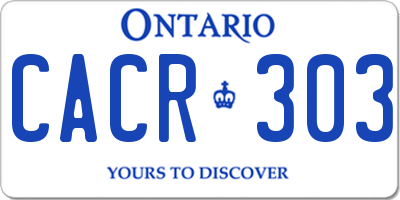 ON license plate CACR303