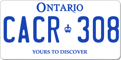 ON license plate CACR308