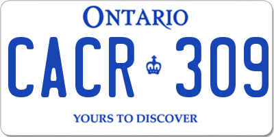 ON license plate CACR309