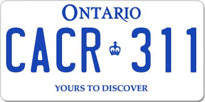 ON license plate CACR311