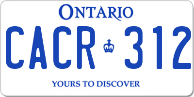 ON license plate CACR312