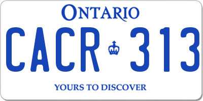 ON license plate CACR313