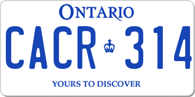 ON license plate CACR314