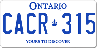 ON license plate CACR315