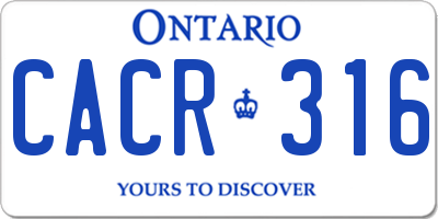 ON license plate CACR316