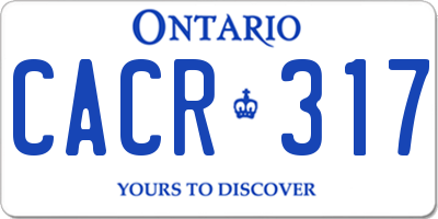 ON license plate CACR317