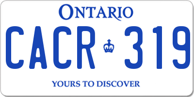 ON license plate CACR319