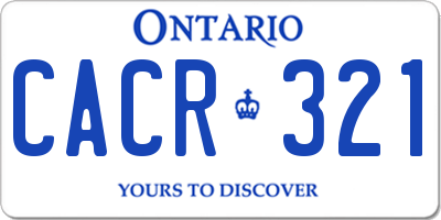 ON license plate CACR321