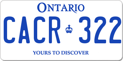 ON license plate CACR322