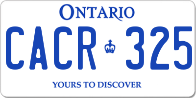 ON license plate CACR325