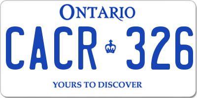 ON license plate CACR326