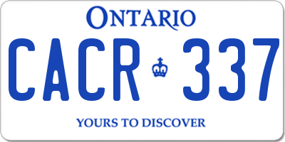 ON license plate CACR337