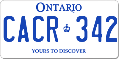 ON license plate CACR342