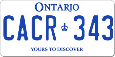 ON license plate CACR343