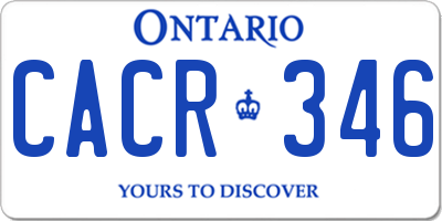 ON license plate CACR346