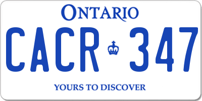 ON license plate CACR347