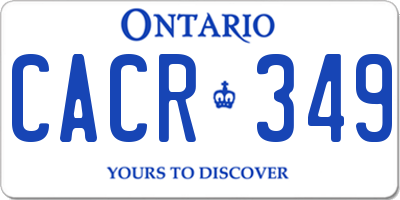 ON license plate CACR349