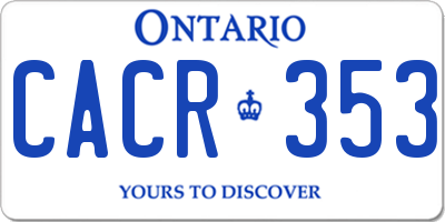 ON license plate CACR353