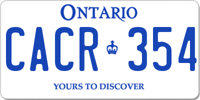 ON license plate CACR354