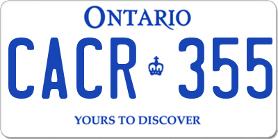 ON license plate CACR355