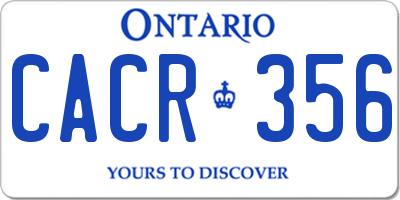 ON license plate CACR356