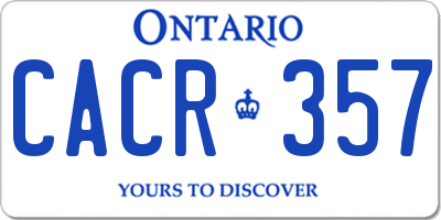 ON license plate CACR357